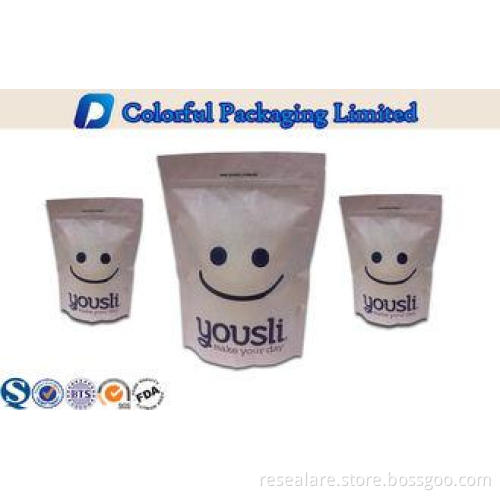 Gravure Printing Kraft Paper Stand Up Pouch With Large Capa
